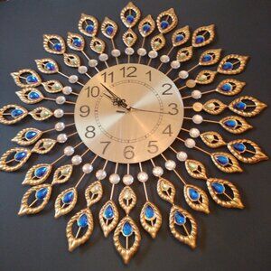 24.0 Inch Gold Large Wall Clocks for Living Room Decor,Elegant 3D Modern Wall...